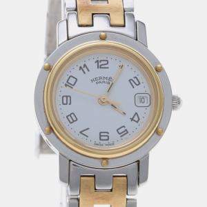 Pre Owned Hermes Clipper CL4.220 Quartz Gold-Plated Stainless Steel Women's Wristwatch 24 mm