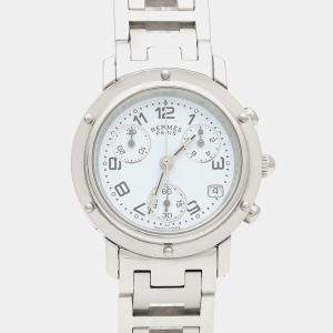 Pre Owned Hermes Clipper CL1.310 Quartz White Stainless Steel Women's Wristwatch 31 mm