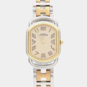 Pre Owned Hermes Rallye RA1.220 Quartz Cream Yellow Gold Plated Stainless Steel Women's Wristwatch 20.5 mm