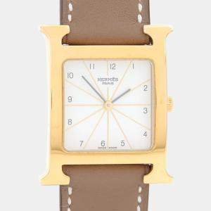 Hermes Heure H HH1.501 Quartz Gold Plated Stainless Steel Men's Wristwatch 26 mm