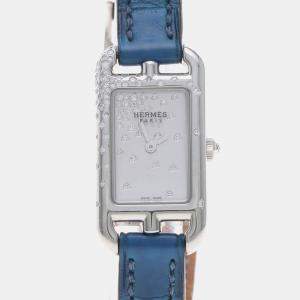 Pre Owned Hermes Nantucket NA2.131 Quartz Diamond Stainless Steel Womens Wristwatch 17 mm