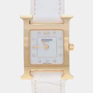 Pre Owned Hermes Heure H HH1.202b Quartz Gold Plated Stainless Steel Women's Wristwatch 21.5 mm