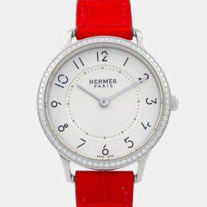 Pre Owned Hermes Slim CA2.230 Quartz Silver Stainless Steel Women's Wristwatch 32 mm