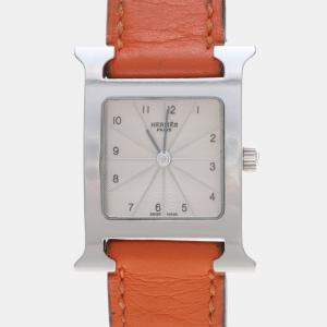 Pre Owned Hermes H Hour HH1.210 Quartz White Stainless Steel Women's Wristwatch 26mm