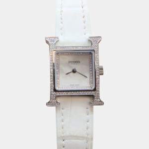 Pre Owned Hermes Heure H Quartz White Stainless Steel Women's Wristwatch 21 mm