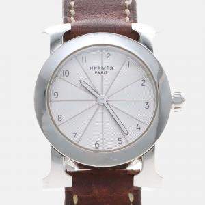 Pre Owned Hermes Rondo HR1.210 Quartz White Stainless Steel Women's Wristwatch 25mm