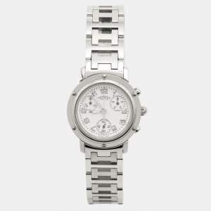 Pre Owned Hermes Clipper CL1.310 Quartz White Stainless Steel Women's Wristwatch 31 mm