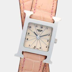 مملوكة مسبقًا Hermes Heure H HH1.210 Quartz Silver Stainless Steel Women's Wristwatch 21 mm