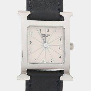 Pre Owned Hermes Heure H White HH1.210 Stainless Steel Quartz Women's Watches 21mm