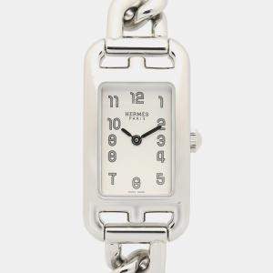 Pre Owned Hermes Nantucket NA2.110 Silver Stainless Steel Quartz Women's Watches 32.5x17mm