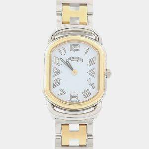 مملوكة مسبقًا Hermes RA1.220 White Yellow Gold Plated, Stainless Steel Quartz Women's Watches 20*25mm