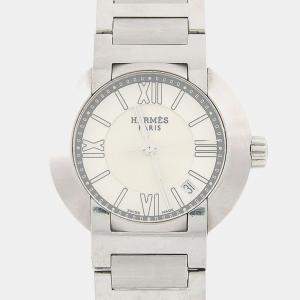 مملوكة مسبقًا Hermes Nomade NO1.210 White Stainless Steel Kinetic Women's Watches 27.5mm