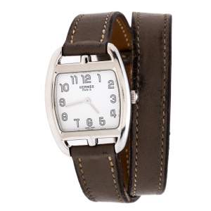 Hermes White Stainless Steel Cape Cod CT1.210 Women's Wristwatch 26MM