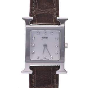 Hermes MOP Diamonds Stainless Steel HH1.210 Quartz Women's Wristwatch 30 MM