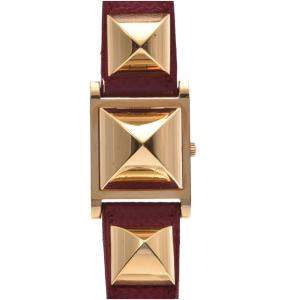 Hermes White Yellow Gold Plated Stainless Steel Medor Quartz Women's Wristwatch 23 MM