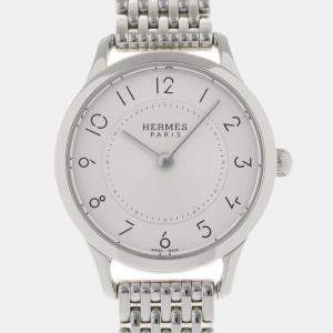 Hermes Silver Stainless Steel Slim du Hermes CA2.110 Women's Wristwatch 32 MM