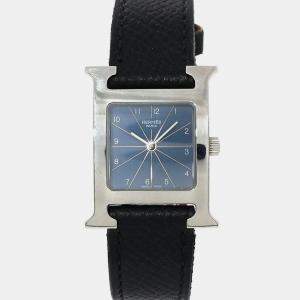 Hermes Blue Stainless Steel Heure H HH1.210 Quartz Women's Wristwatch 21 mm