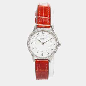 Hermes Silver Stainless Steel Slim Quartz Women's Wristwatch 25.3 mm