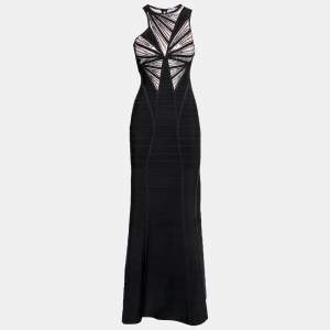 Herve Leger Black Bandage Sequin Embellished Halle Bodycon Gown XS