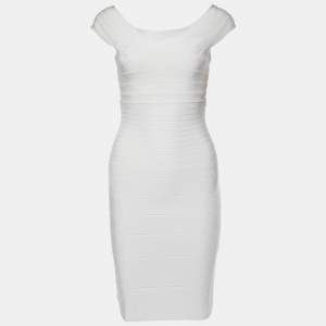Herve Leger Off-White Jersey Bandage Short Dress S