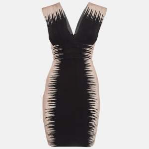 Herve Leger Black/Pink Bare Comb Pattern Jersey Sleeveless Mini Dress S