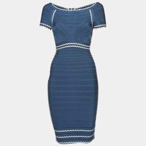 Herve Leger Blue Bandage Jersey Short Dress S