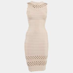 Herve Leger Pink Embellished Knit Sleeveless Bandage Short Dress S