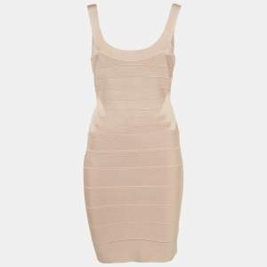 Herve Leger Bare Pink Bandage Knit Sleeveless Mini Dress M