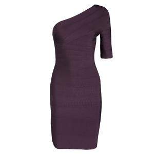 Herve Leger Purple Prune One Shoulder Bandage Dress XXS