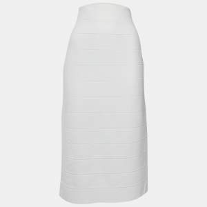 Herve Leger x Julia Restoin Roitfeld White Jersey Midi Skirt L