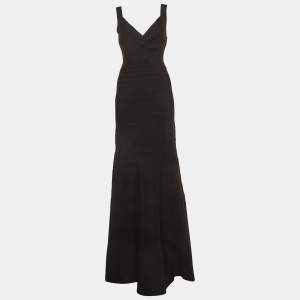 مملوكة مسبقًا Herve Leger Black Bandage Knit Flared Kayin Maxi Dress M