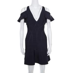 Herve Leger Indigo Cold Shoulder Estelle Bandage Dress S
