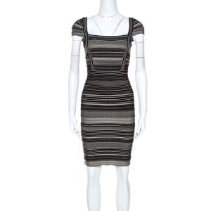 فستان بانديدج هيرفي ليجي ساندرا مخطط ثنائي اللون M