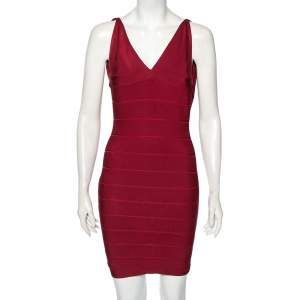 Herve Leger Burgundy Lauren Bandage Cocktail Dress XS