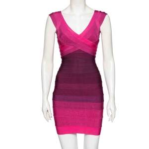 Herve Leger Pink Ombre Bandage Nannette Bodycon Dress S