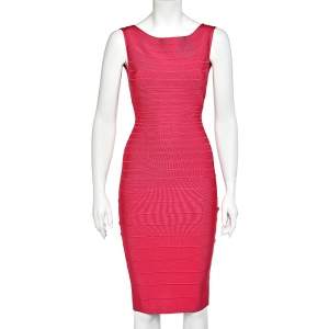 Herve Leger Pink Synthetic Ardell Bodycon Dress S
