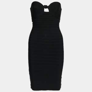 Herve Leger Black Strapless Arabella Bandage Dress XS