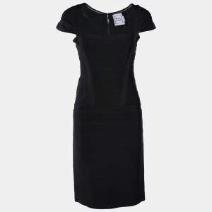 Herve Leger Black Cap Sleeve Bandage Mini Dress M