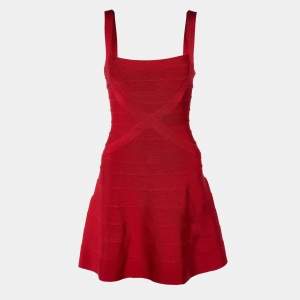 Herve Leger Red Faith Sleeveless Bandage Mini Dress XS