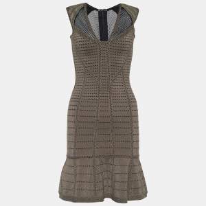 Herve Leger Gold Lurex Knit Natalija Bodycon Dress XS