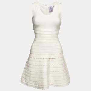 Herve Leger Ivory Knit Scalloped Jules Dress S