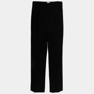 Herve Leger Vintage Black Velvet Straight Leg High Waist Trousers S
