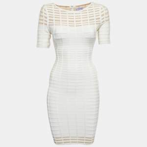 Herve Leger White Knit Gisele Bandage Midi Dress XS