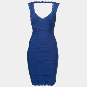 Herve Leger Blue Bandage Knit Amelia Bodycon Dress S