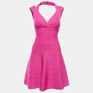 Herve Leger Pink Bandage Knit Rebekka Dress S