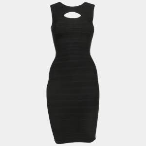 Herve Leger Black Knit Sleeveless Mini Bandage Dress XS