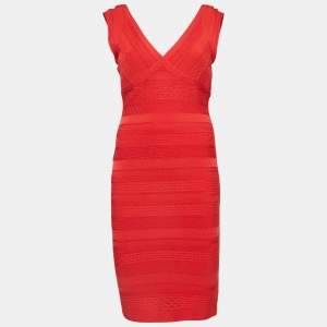 Herve Leger Red Open-Back Bandage Knit Karima Dress M