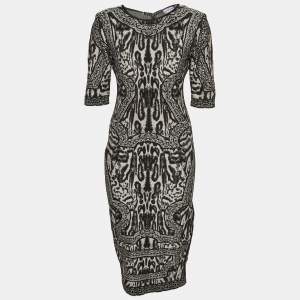 Herve Leger Monochrome Stretch Knit Zola Midi Dress S