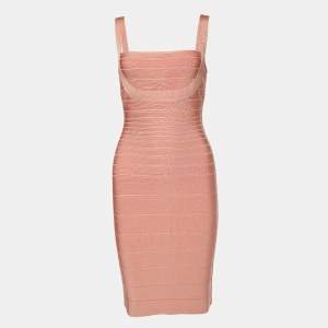 Herve Leger Blush Pink Knit Valentine Bandage Mini Dress S
