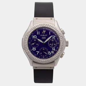 Hublot Customised Blue Diamond Stainless Steel Elegant MDM 1810.1 Automatic Men's Wristwatch 40 mm 